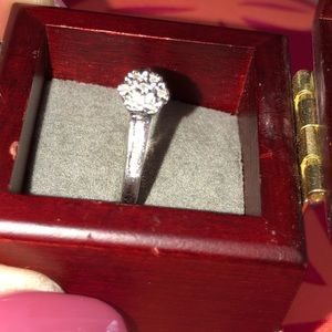 Sterling Silver ring with Diamonds sz 9/10